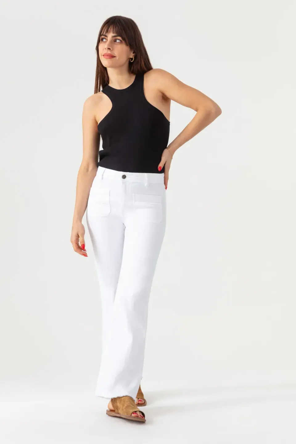 Acquaverde Carlotta pantaloni cropped White stretch