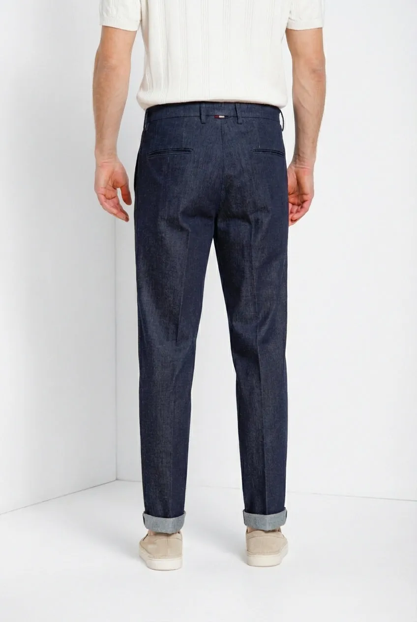 Mason's Boston pantalone chino denim relaxed blu navy