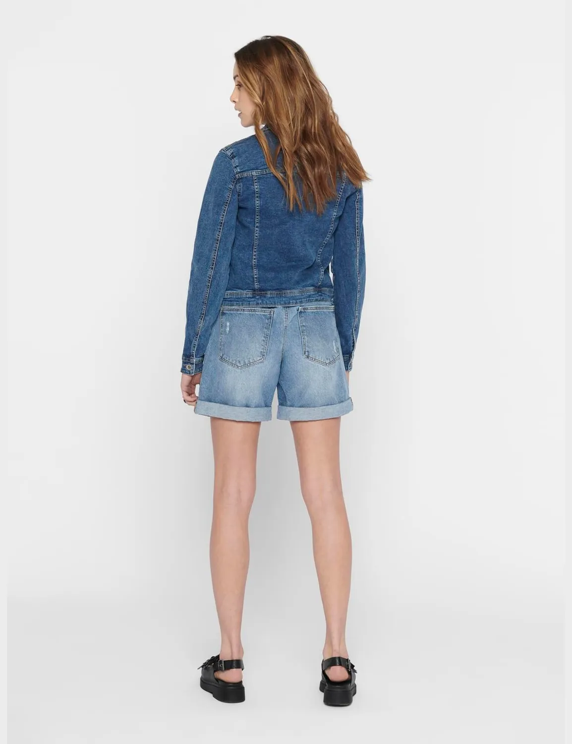 Only Tia giacca jeans donna blu cotone elasticizzato bottoni