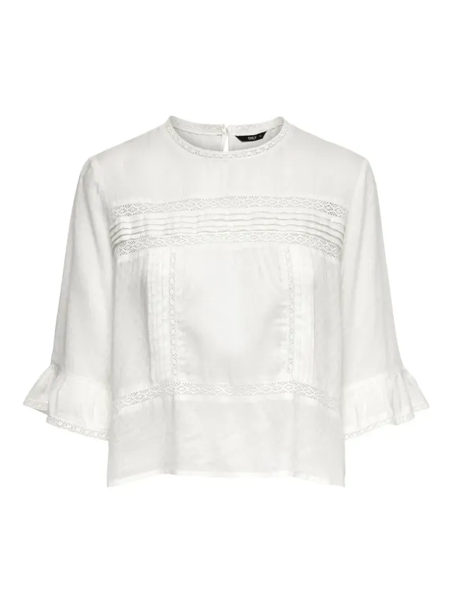 ONLY Onlanemone 3/4 camicia donna Cloud Dancer 40 ricamata