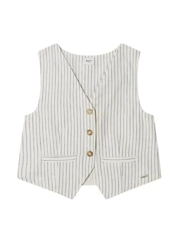 Pepe Jeans Izzy gilet bambina 10 anni lino righe