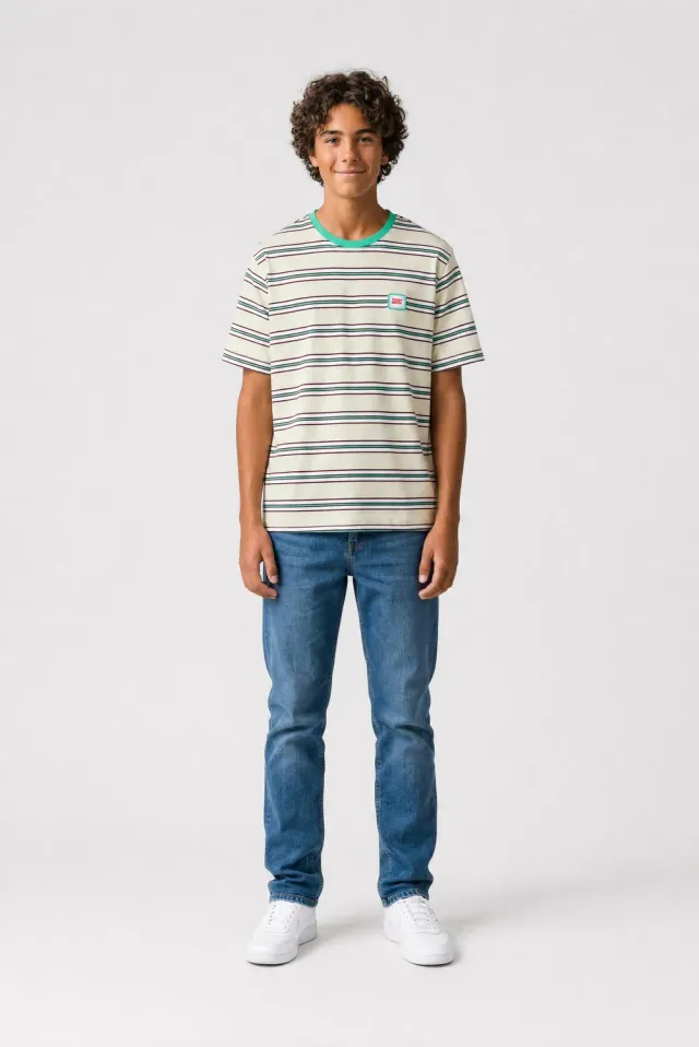 Teddy Smith T-Stripy JR t-shirt ragazzo righe verde nacre