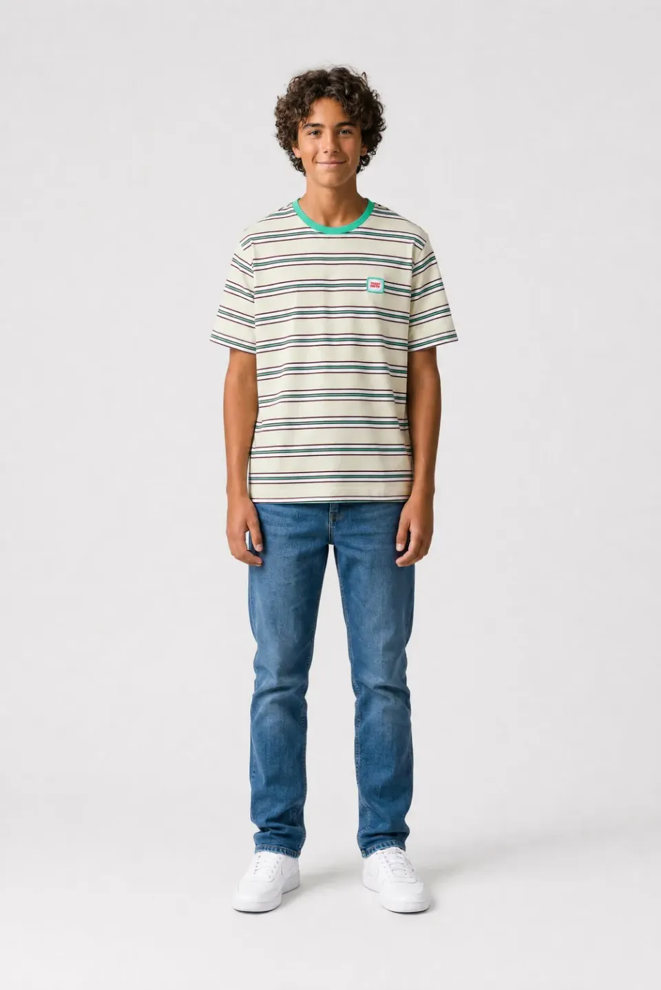 Teddy Smith T-Stripy JR t-shirt ragazzo righe verde nacre