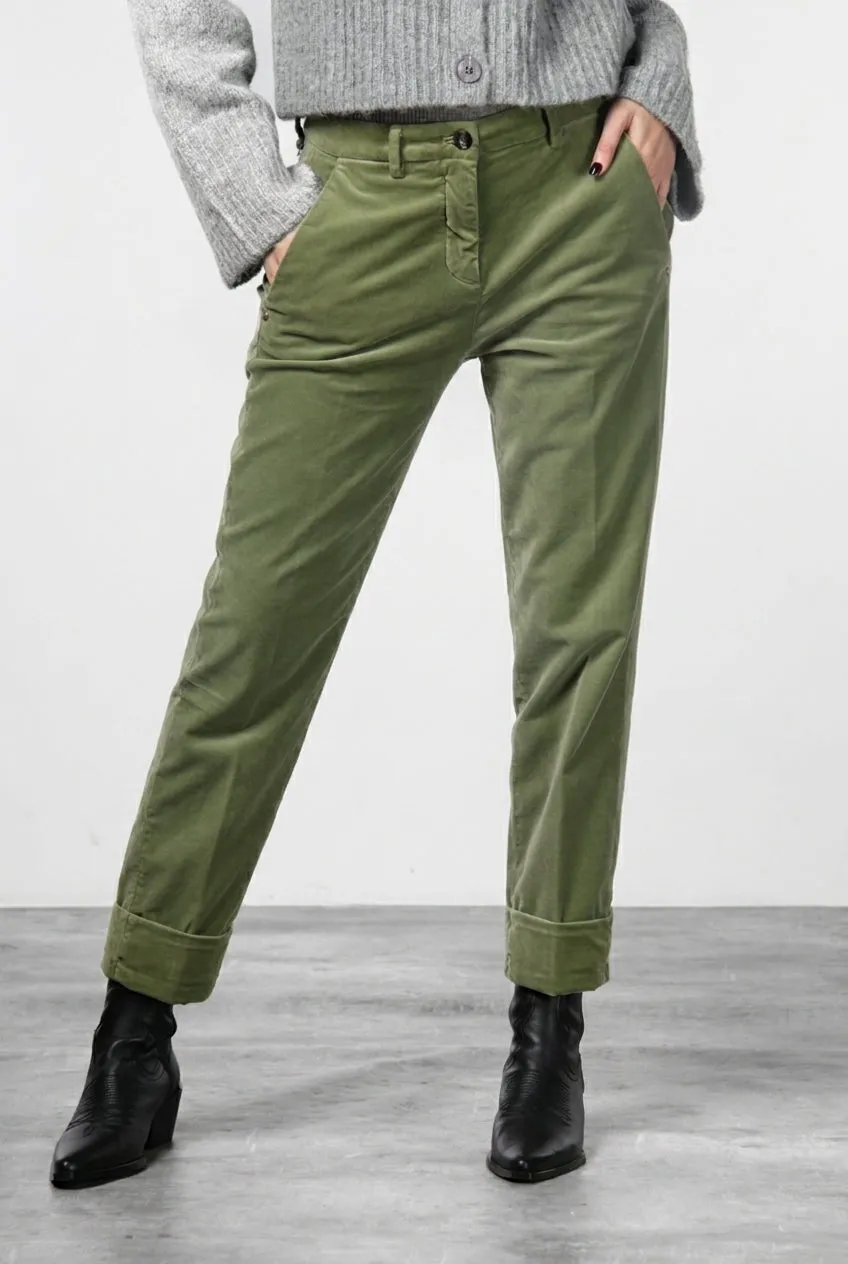 Mason's New York Carrot Pantaloni Chino Verde Salvia Velluto