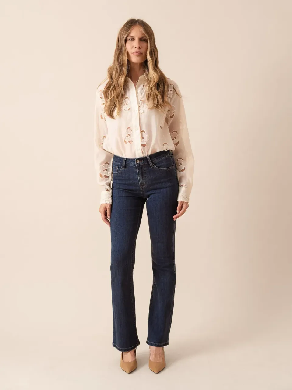 Oraije Emma jeans flare denim blu stone anni 70