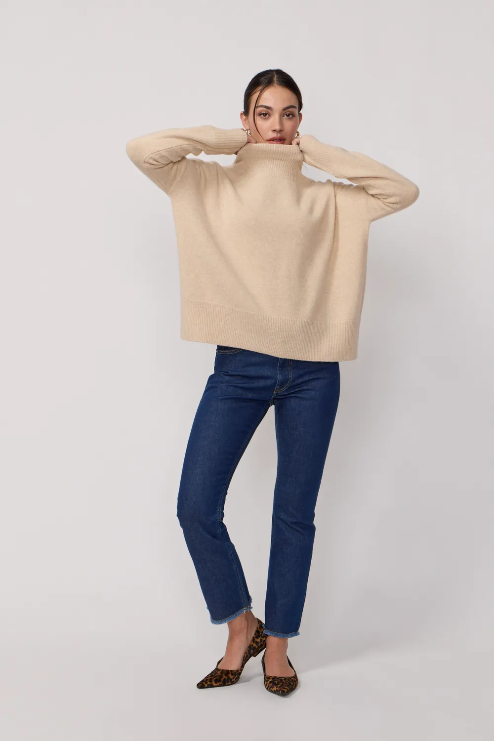 Acquaverde cardigan Beige yak merino oversize bottoni