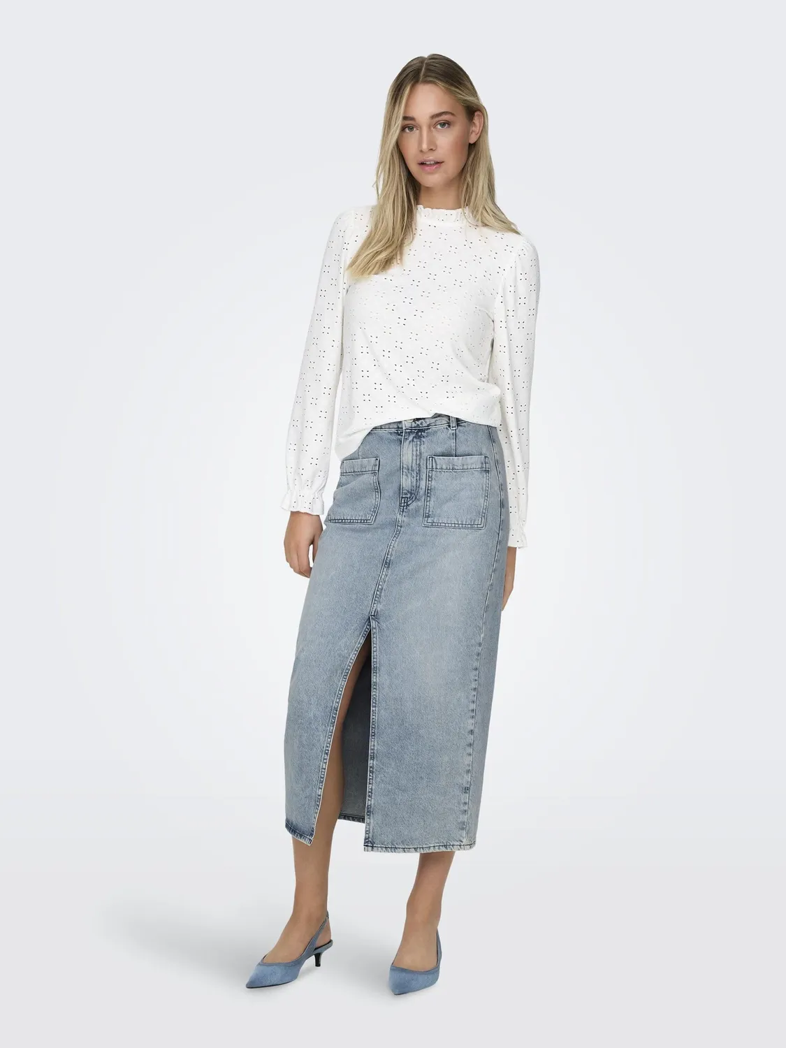 ONLY Onllilian gonna jeans S vita alta midi