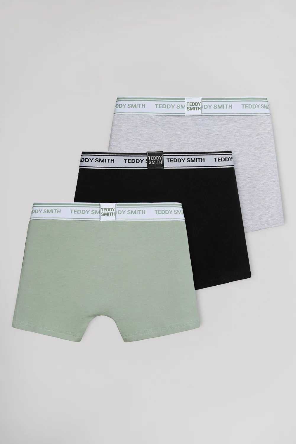 Teddy Smith boxer uomo 3 pezzi nero verde grigio chiné cotone