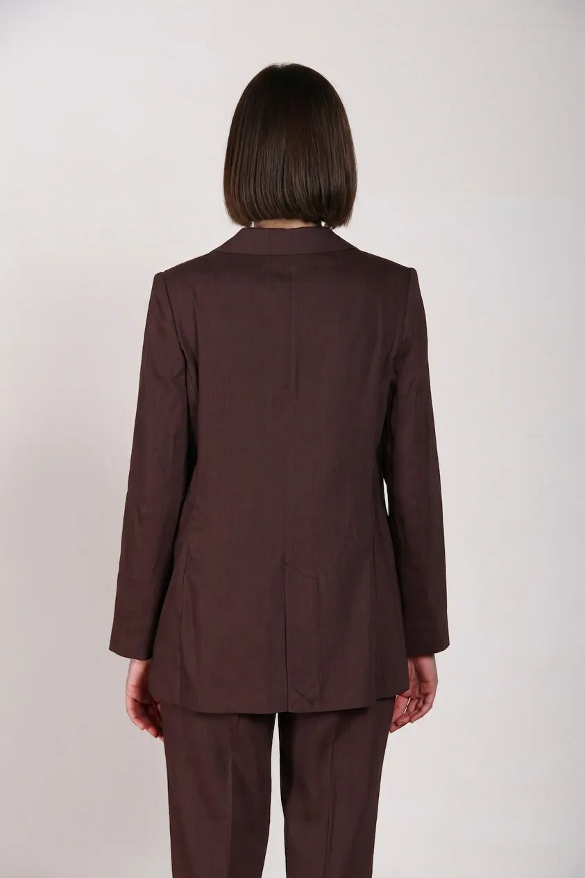 Mason's Irene blazer donna lino viscosa marrone testa di moro