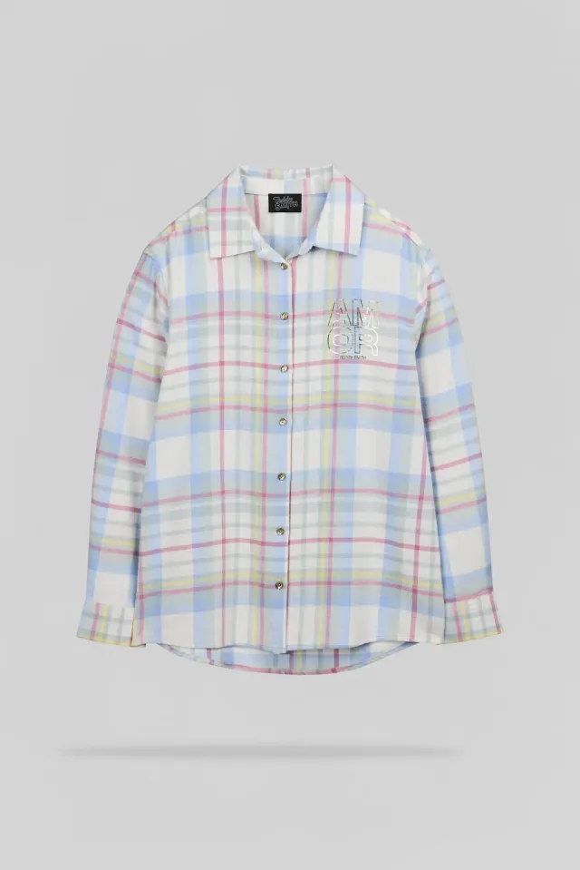 Teddy Smith C-Clara ML camicia flanella middle white quadri