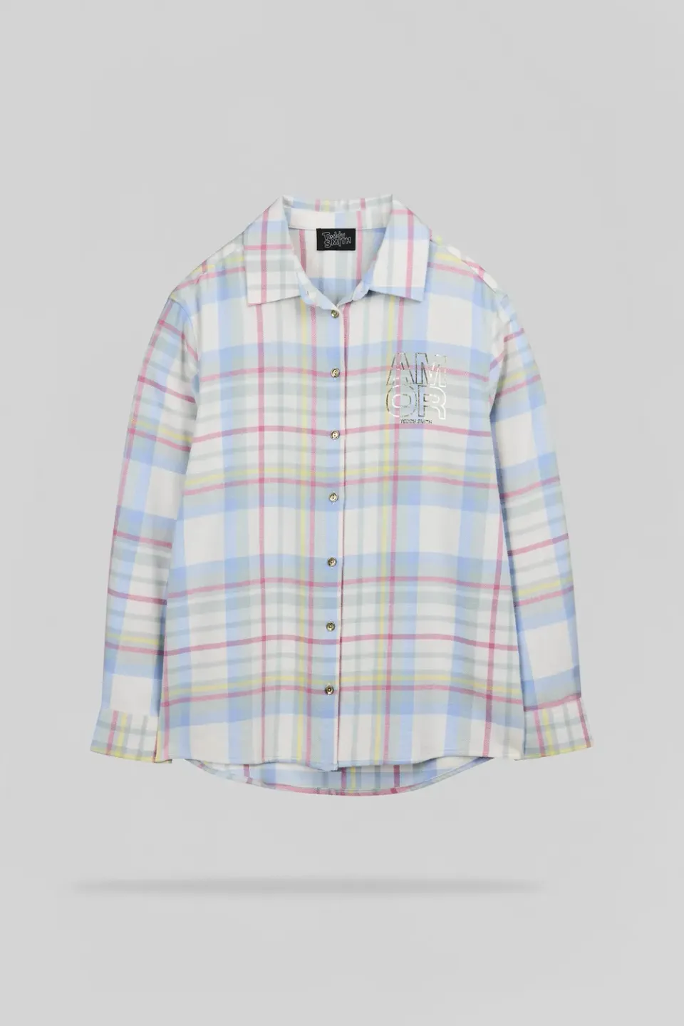 Teddy Smith C-Clara ML camicia flanella middle white quadri
