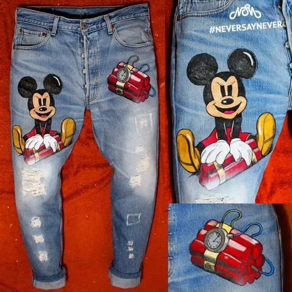 Levi's Vintage Topolino Bad Dinamite jeans dipinti a mano