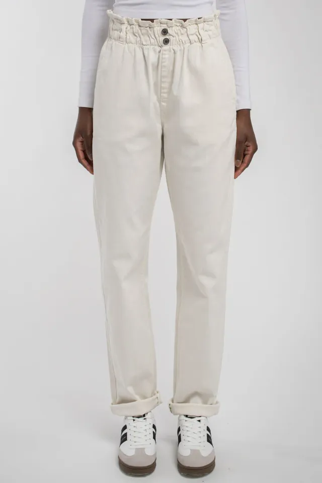 Teddy Smith P-Paperbag pantaloni donna bianco relaxed