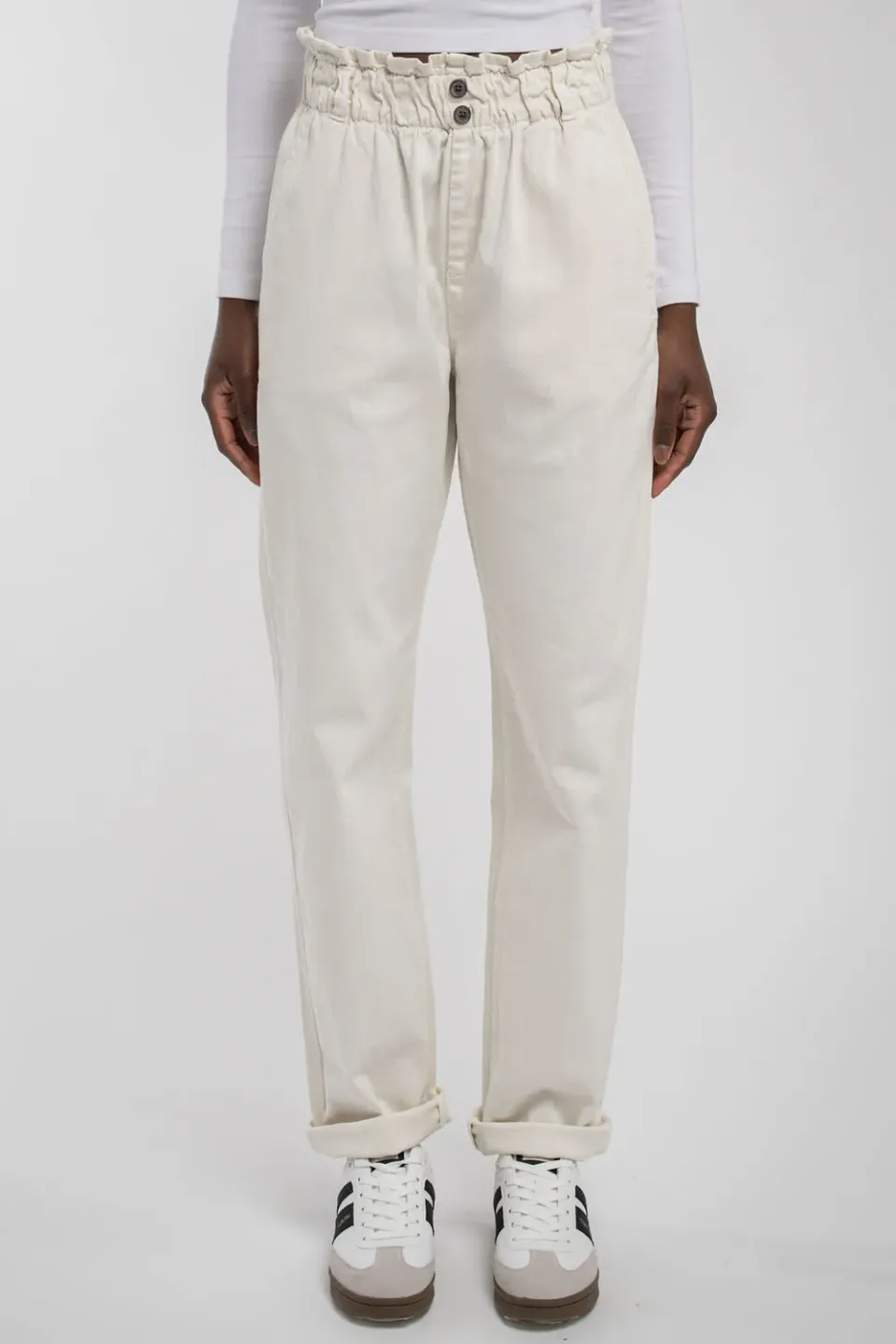 Teddy Smith P-Paperbag pantaloni donna bianco relaxed