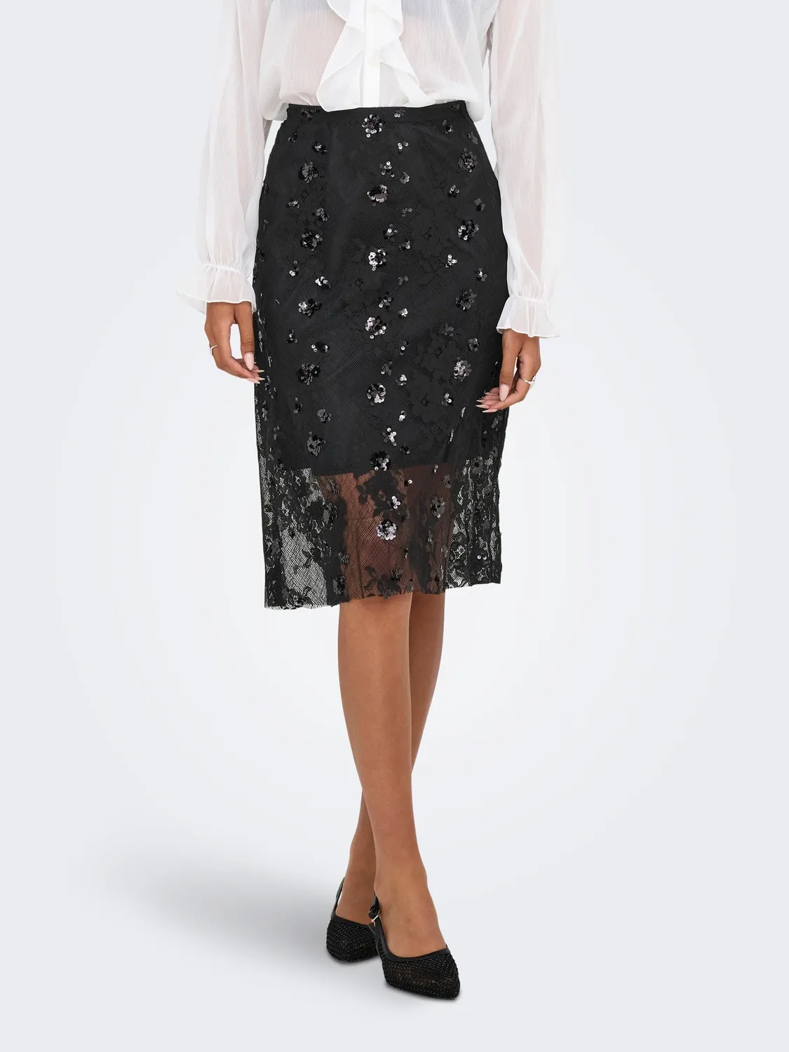 ONLY Onlsinna MW Lace top L nero pizzo