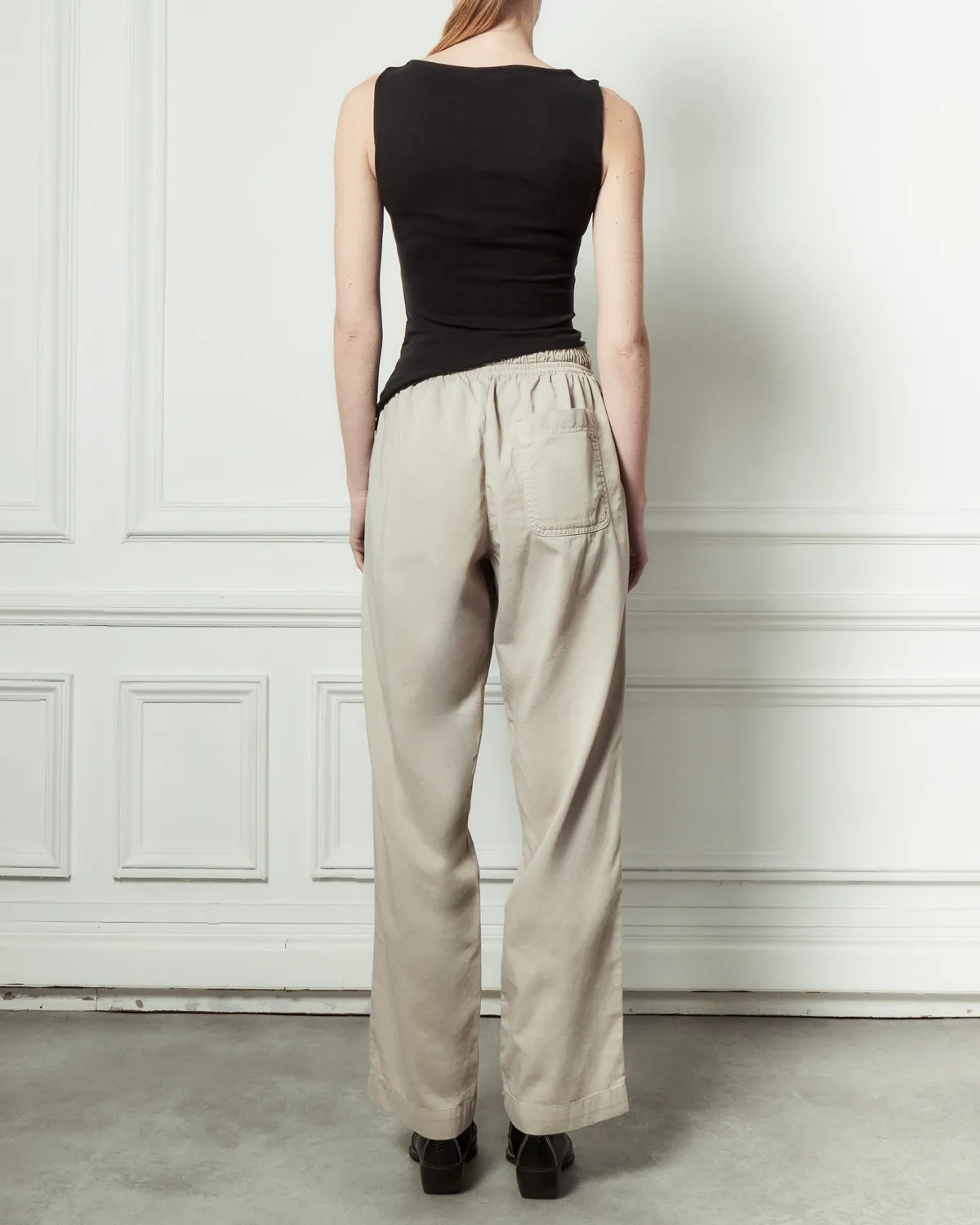 acquaverde Saphir pantaloni gabardine beige vita alta