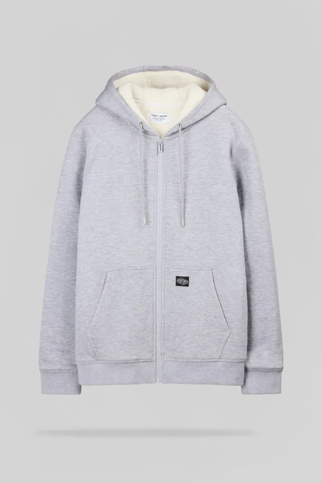 Teddy Smith G-Ony Hoody Zip gilet sherpa grigio uomo