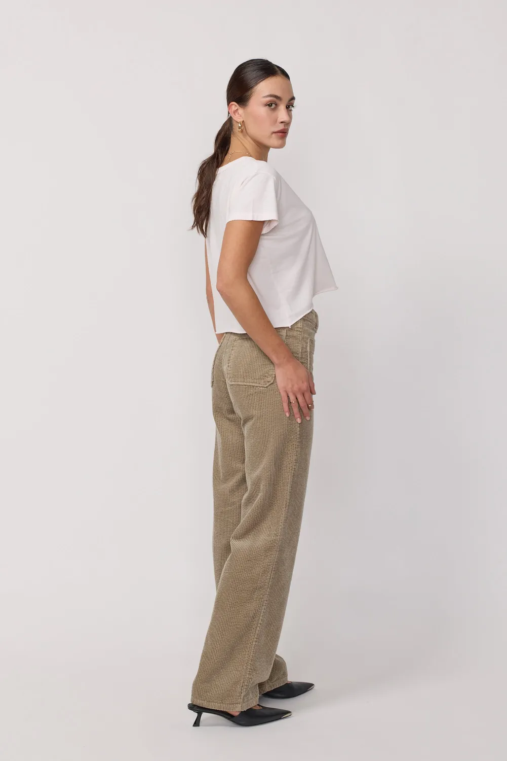 Acquaverde Melvil pantalone Argile flare velluto