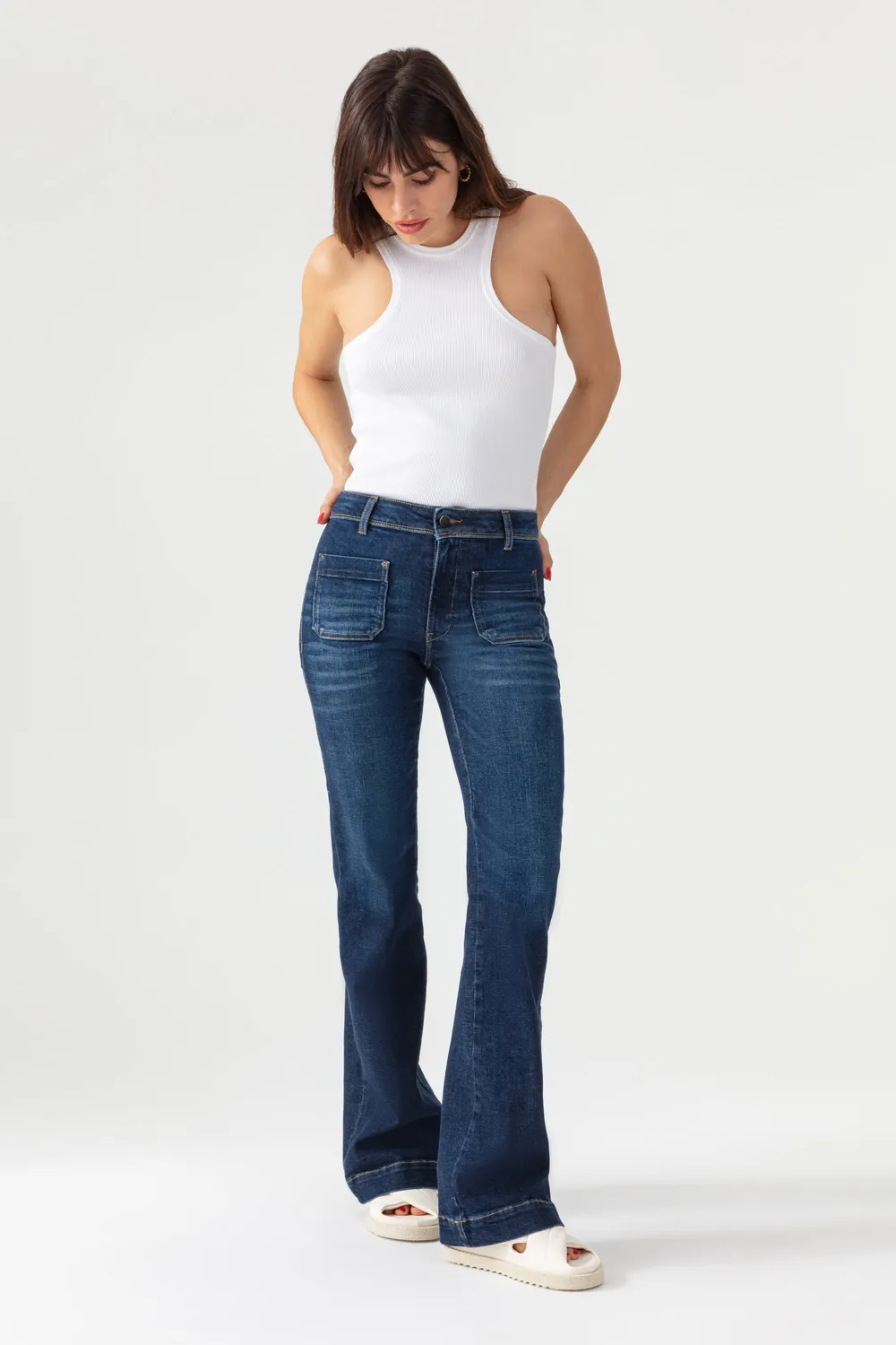 Acquaverde Charlotte jeans bootcut Dark Wash vita media