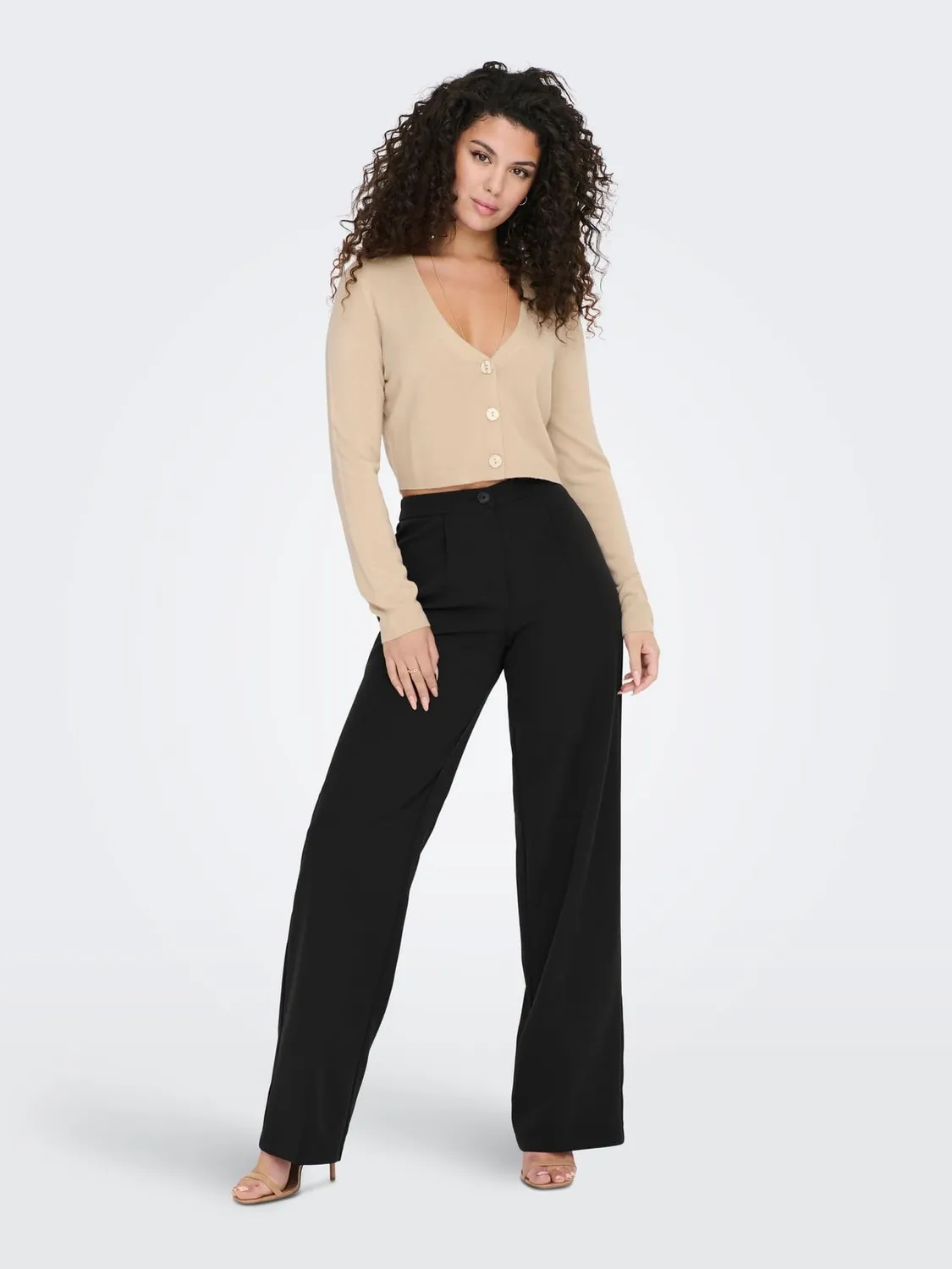 Only Onlkira-Mellie pantaloni donna vita alta larghi
