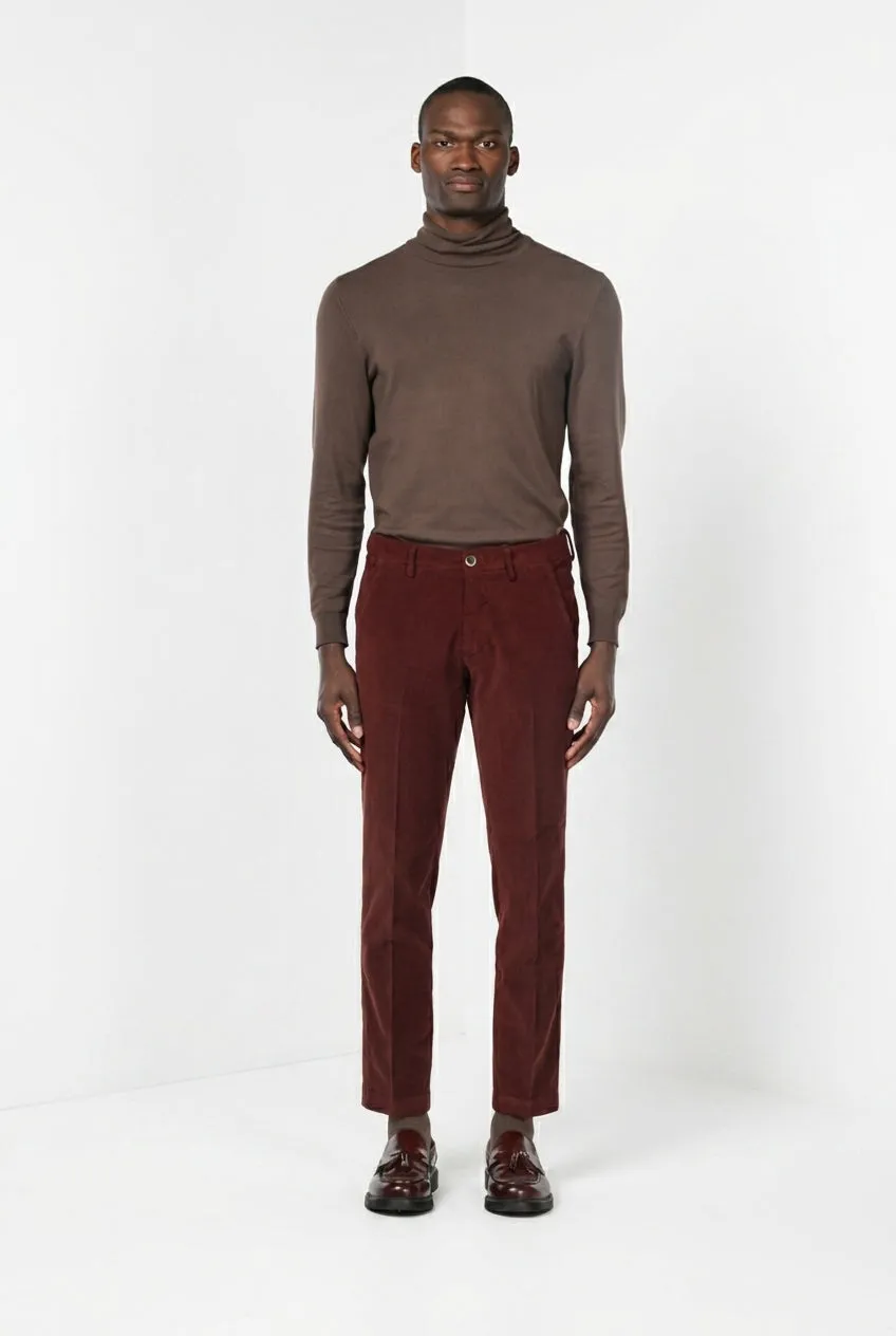Mason’s Torino pantalone chino uomo rosso scuro velluto slim