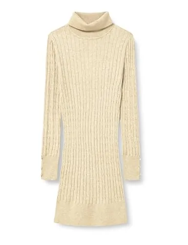 ONLY Onllouis LS Rollneck Cable Dress vestito mocha meringue treccia