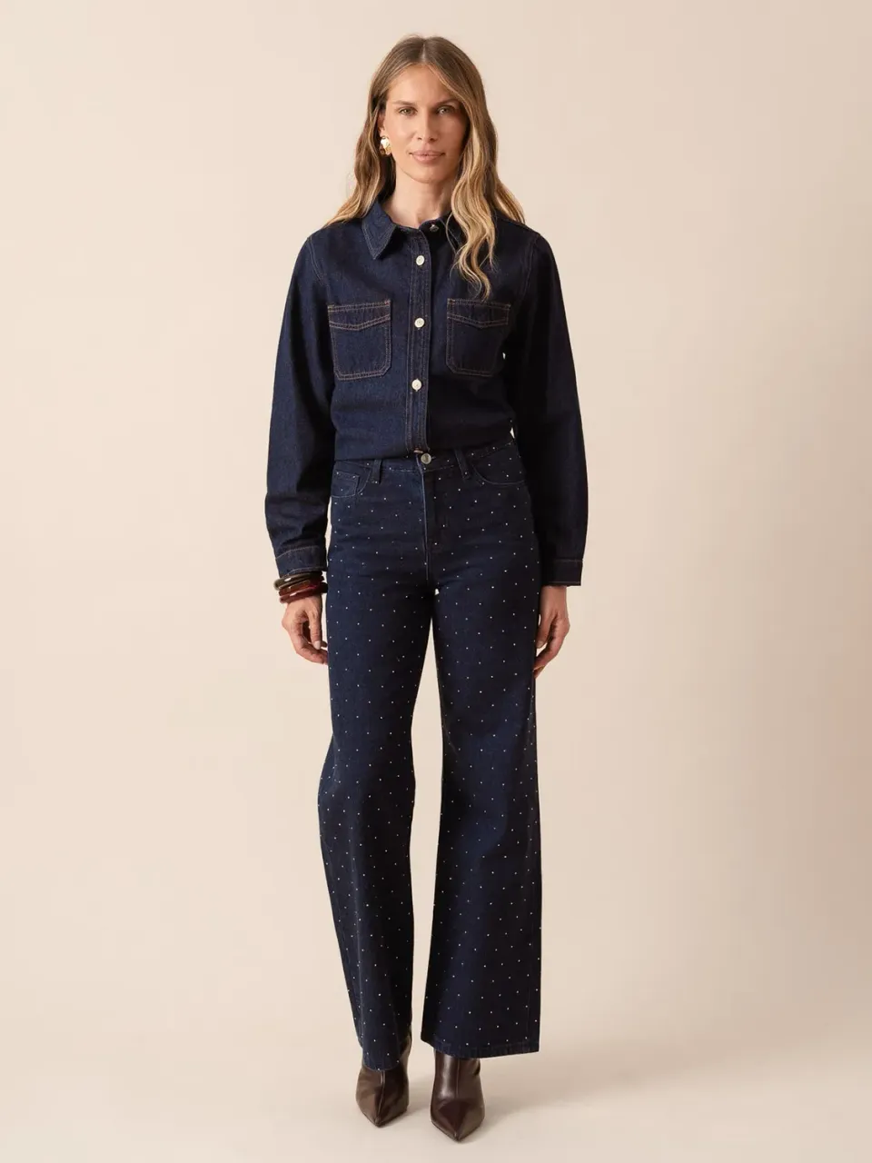 Oraije Luxor jeans straight loose strass vita alta