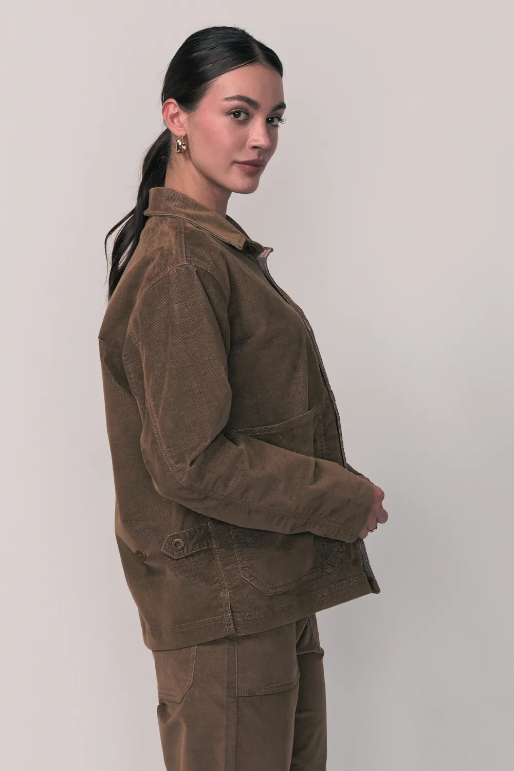acquaverde Abby giacca in velluto Tabac oversize