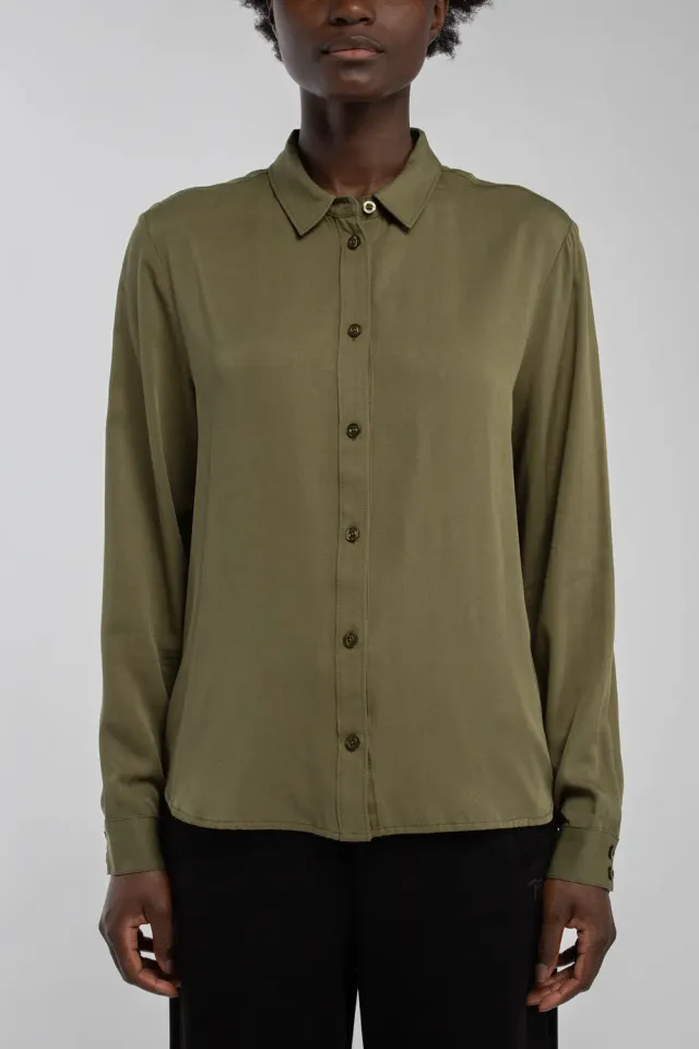 Teddy Smith C-Elisa Camicia Donna Verde Oliva Fluida