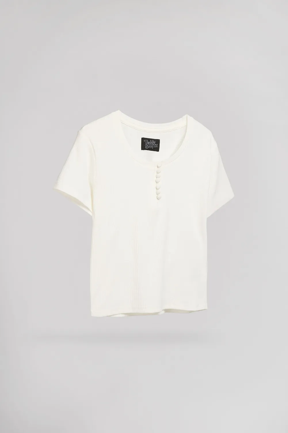 Teddy Smith T-Lol MC T-Shirt Bianca Donna Costina Bottoni