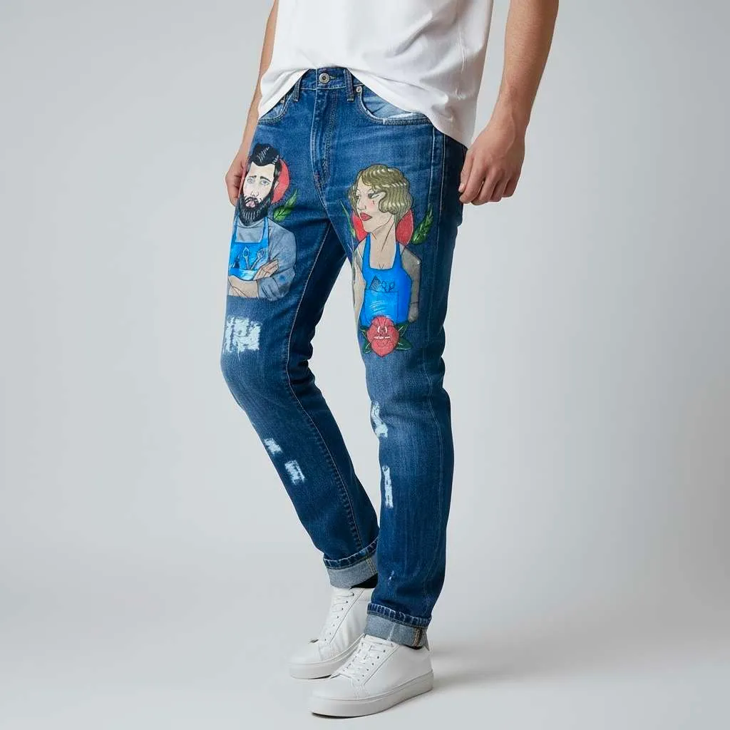 Levi’s Vintage Barber Dark jeans dipinti a mano neri