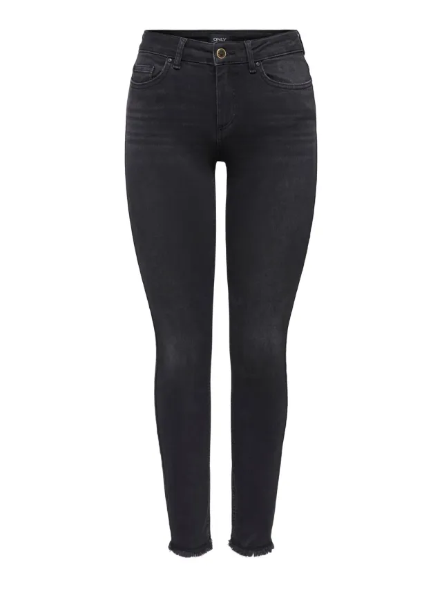Only Onlblush Mid jeans skinny donna nero black denim