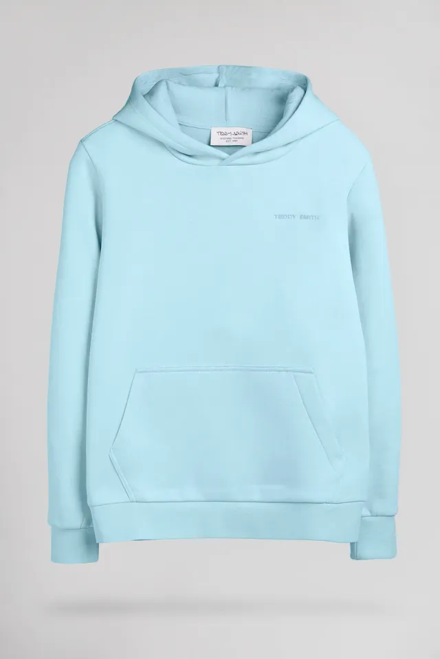 Teddy Smith S-Nark Hoody JR felpa ragazzo blu laguna cotone