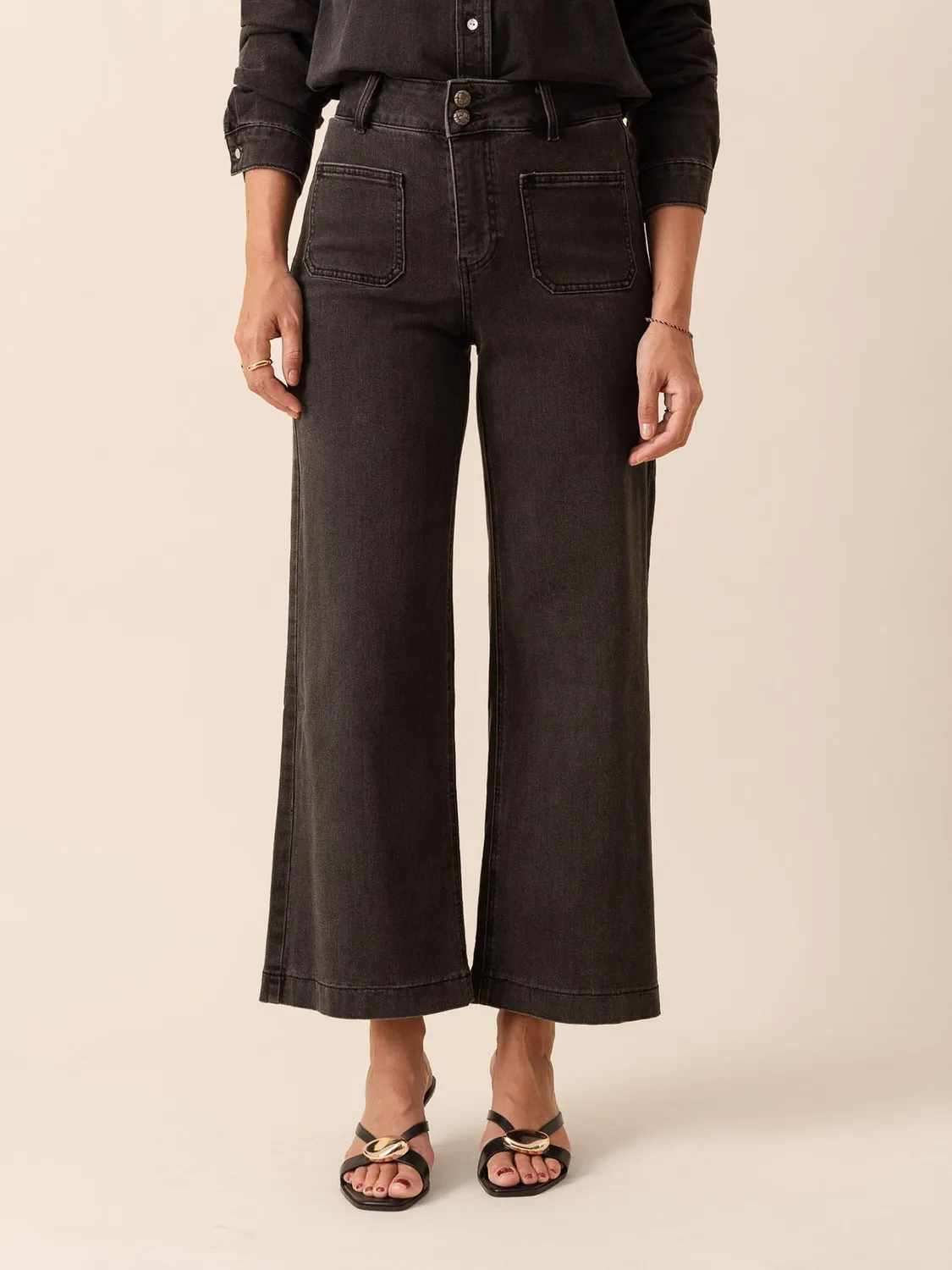 Oraije Violette jeans wide grigio scuro vintage