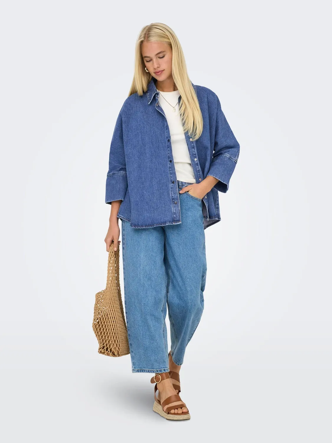 Only Onlgrace camicia denim donna M lavaggio jeans