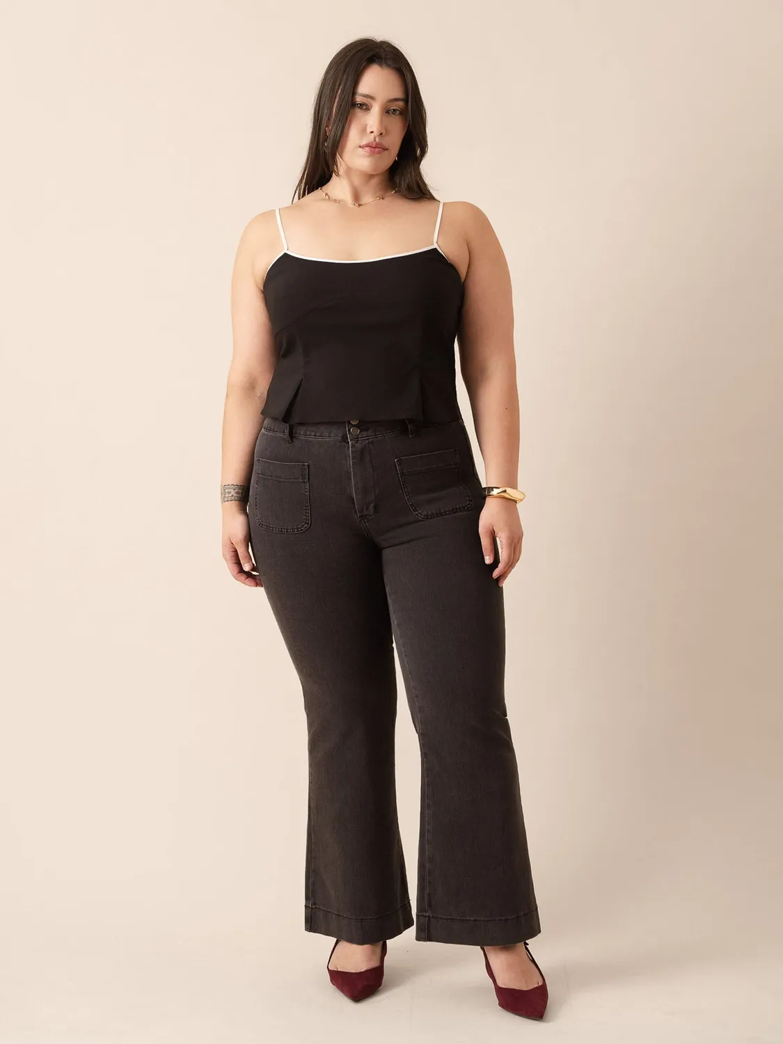 Oraije Elenette jeans flare grigio medio