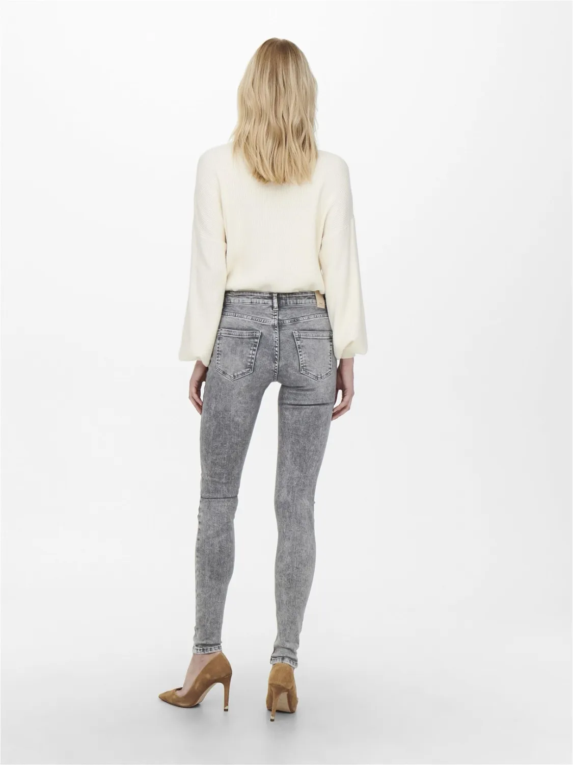 Only Onlblush Mid SK Tai jeans donna grigio chiaro skinny