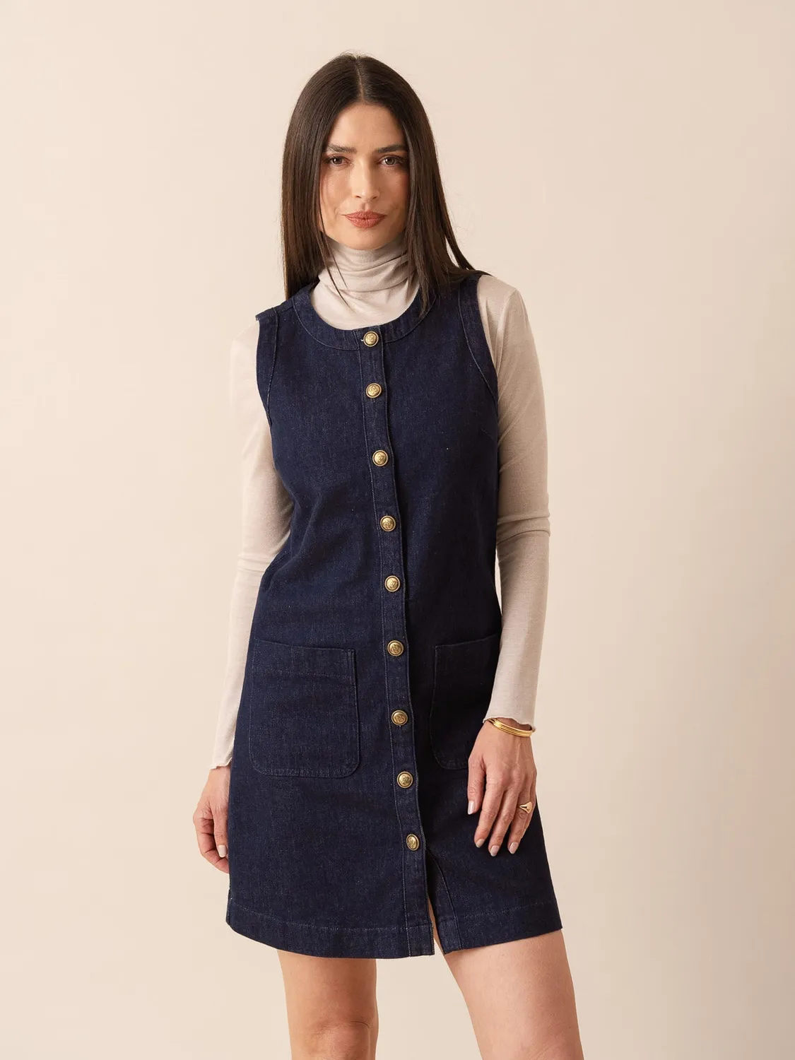 Oraije Ricci vestito cotone grezzo bottoni