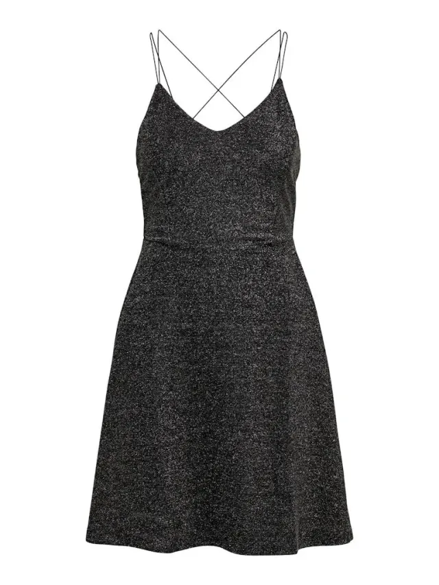 ONLY Onltanny abito nero glitter M jersey aderente