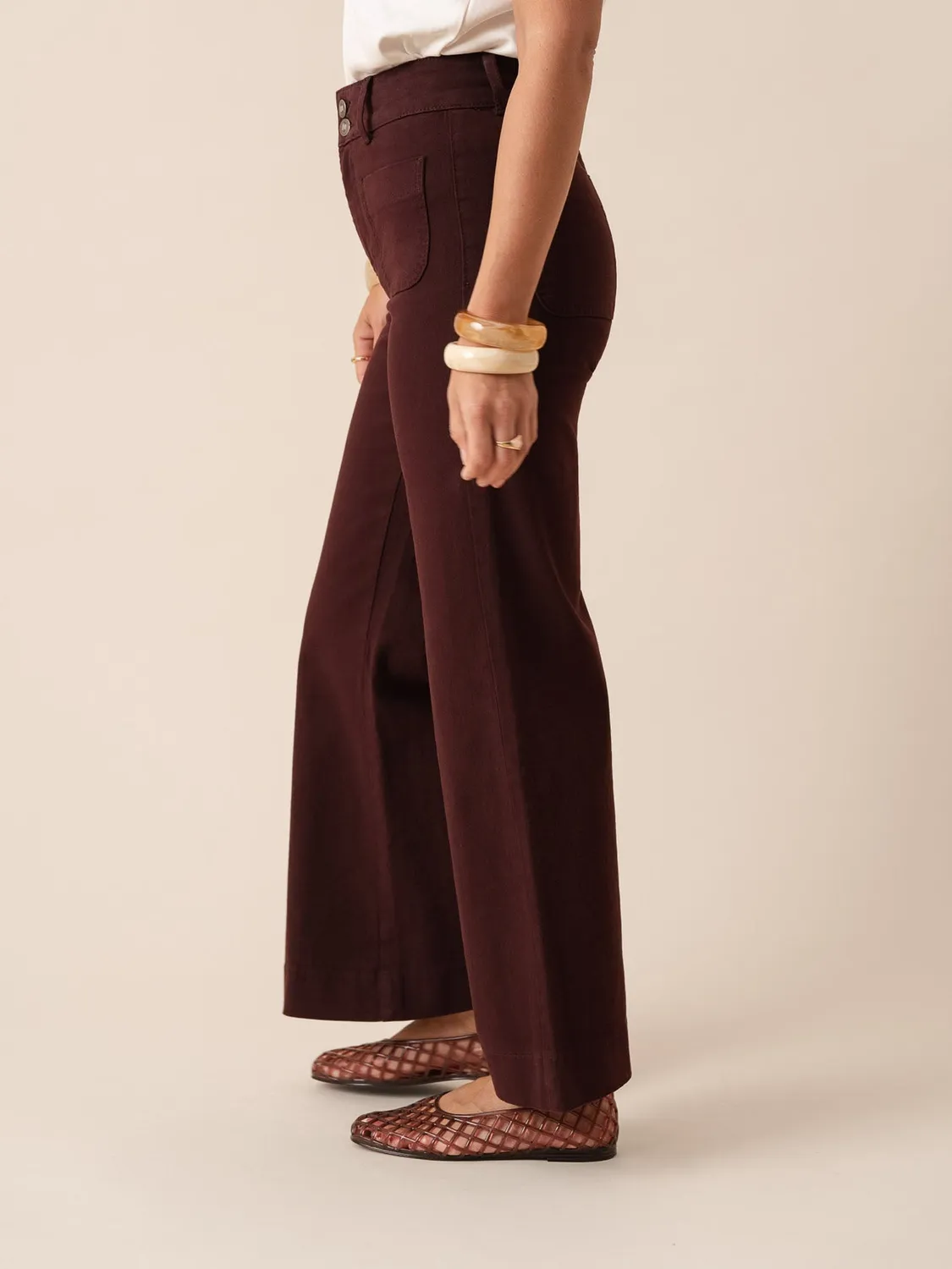 Oraije Elenette jeans flare bordeaux gamba larga