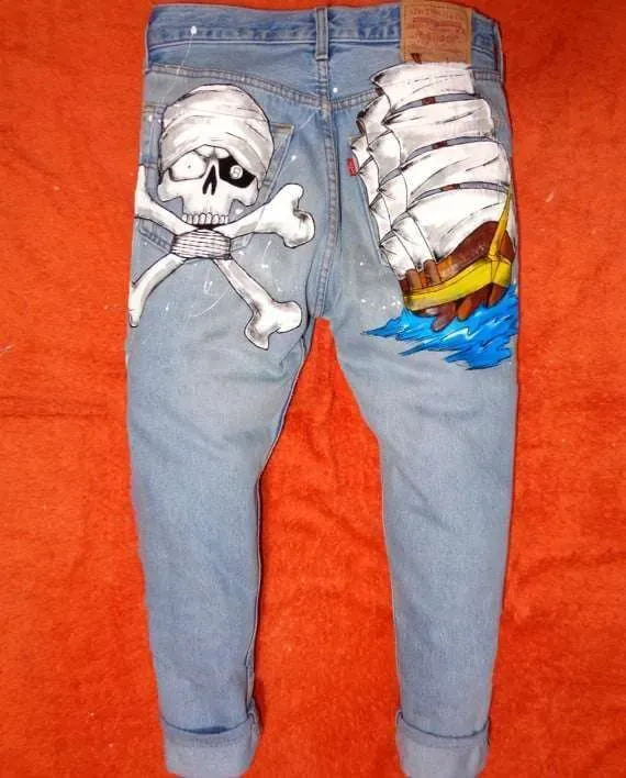 Levi's Vintage Teschio Nave jeans dipinti old school