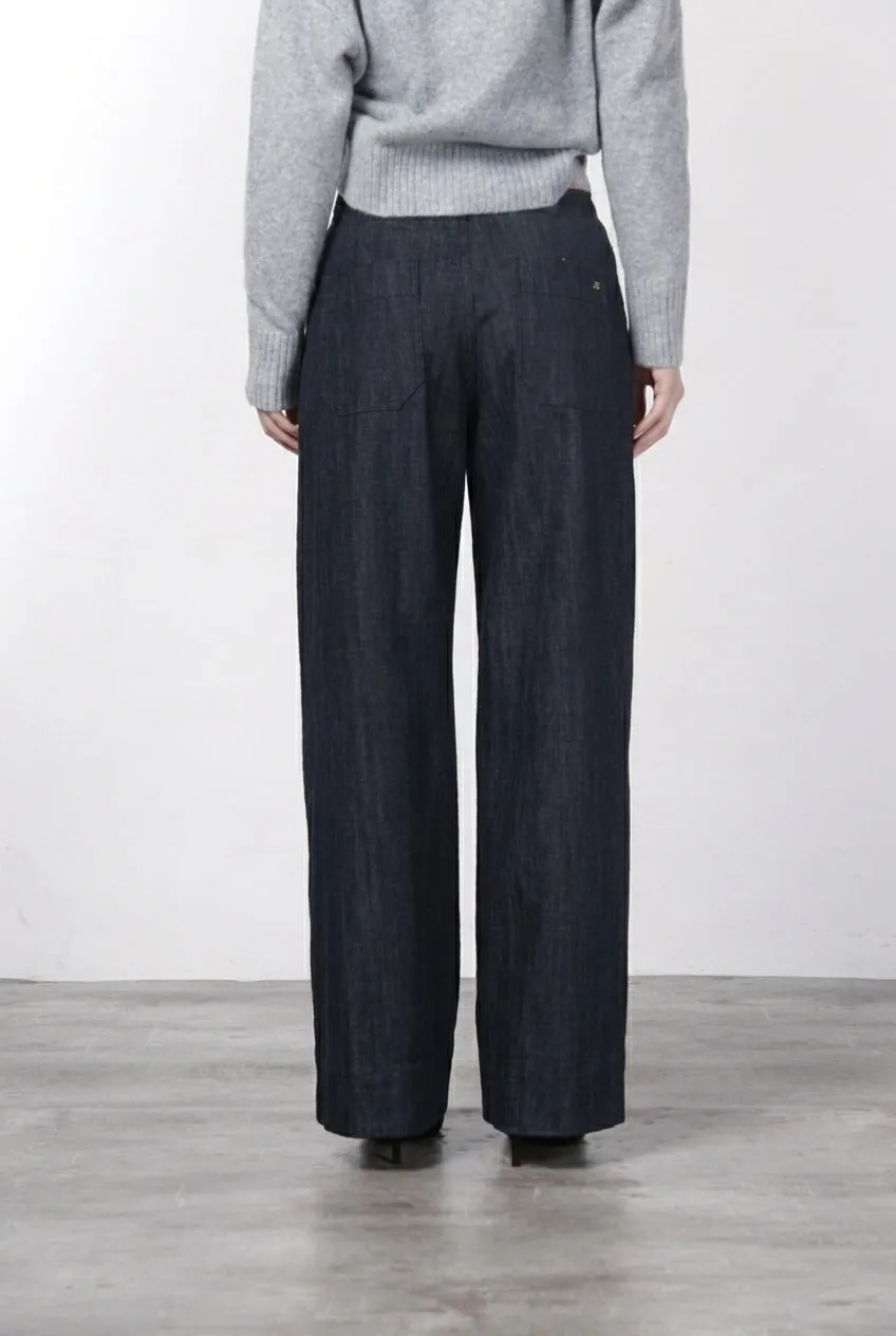 Mason's New York Wide chino denim blu navy wide leg