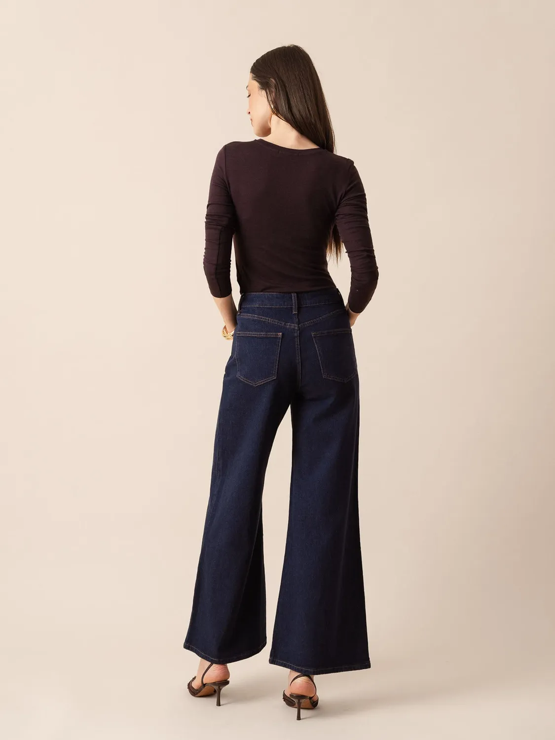 Oraije Pietro jeans palazzo donna blu brut