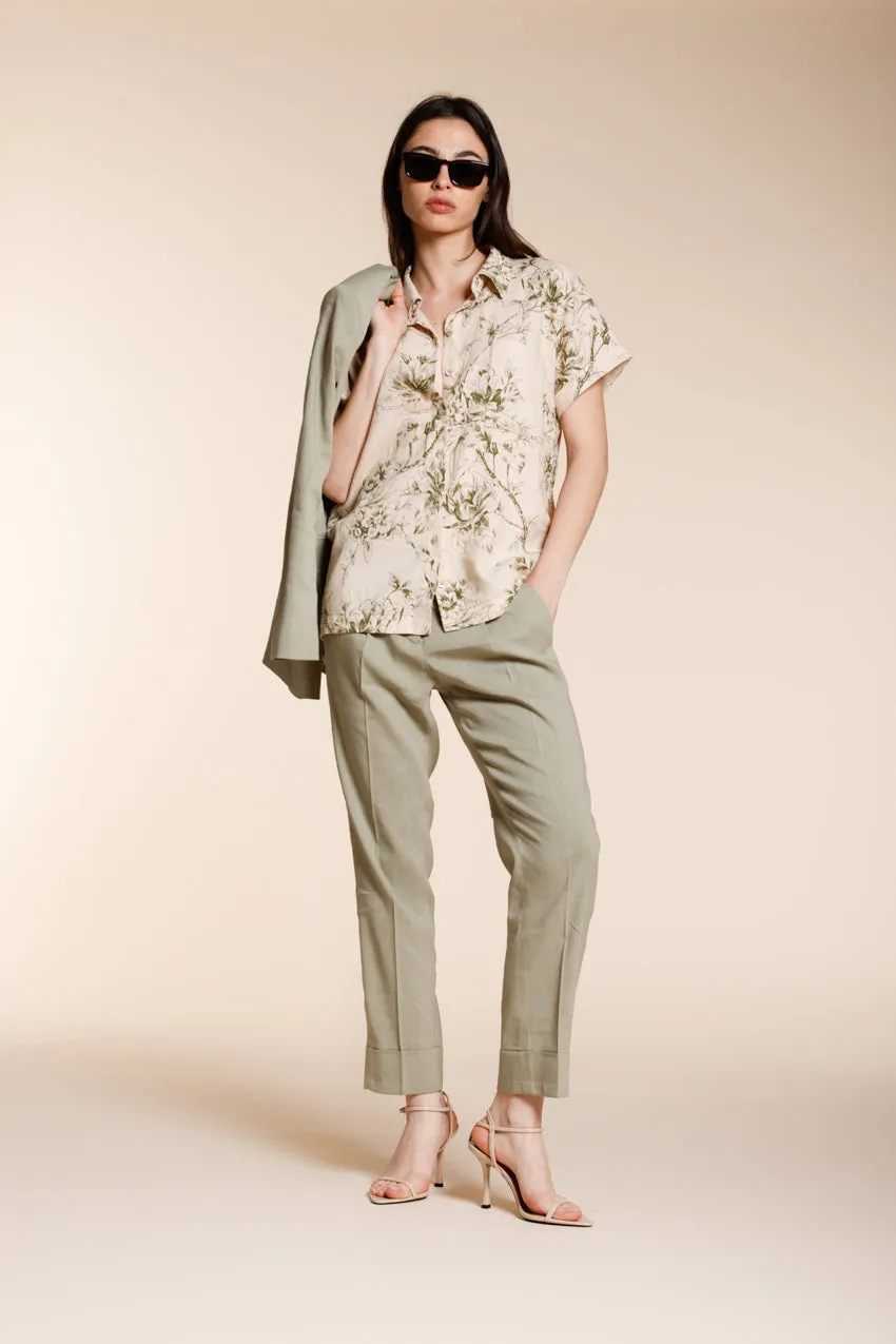 Mason's Livia camicia donna beige fiori lino