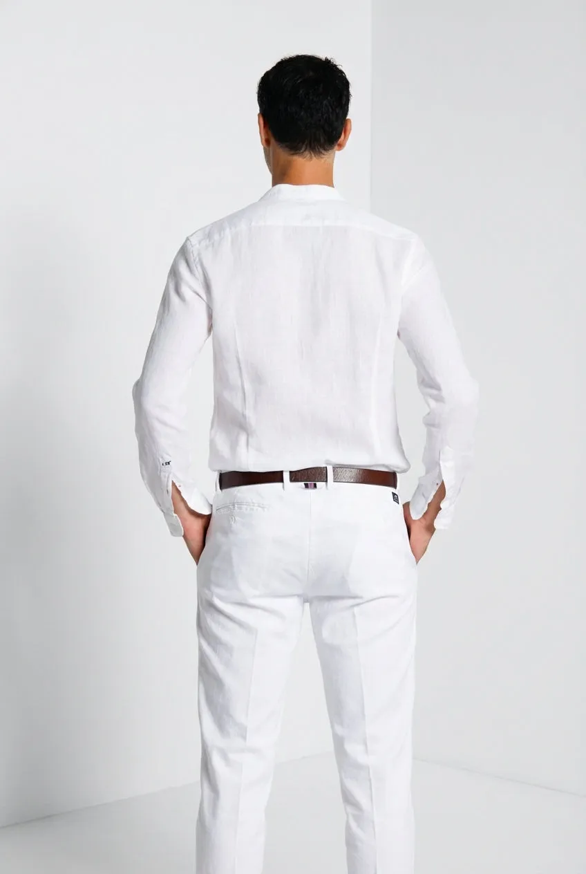 Mason's Porto camicia uomo bianco lino 100%