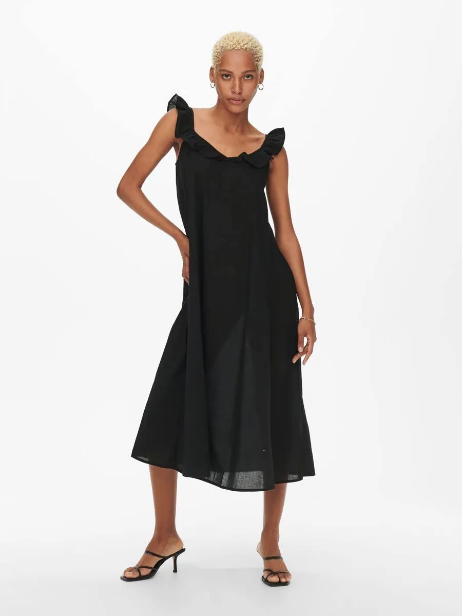 ONLY Onlallie Life Vestito Donna Lungo con Bretelle