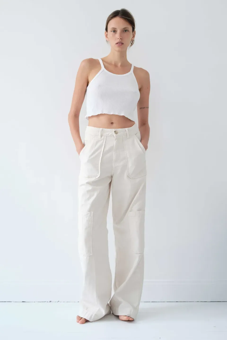 acquaverde Sander pantalone cream cargo ampio