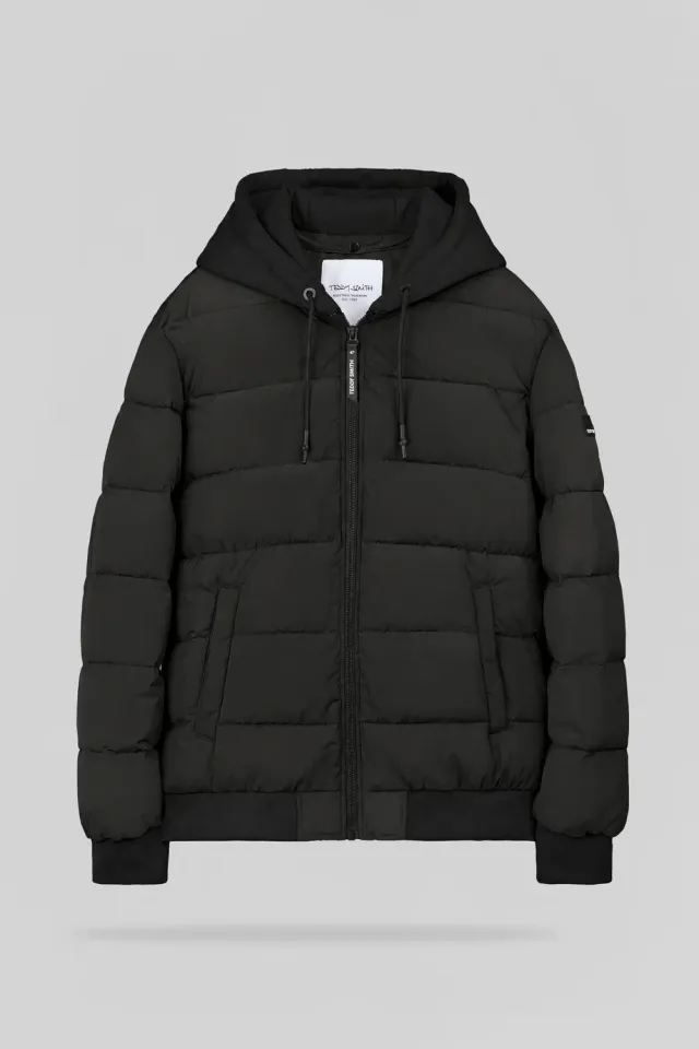 Teddy Smith B-East piumino con cappuccio nero impermeabile