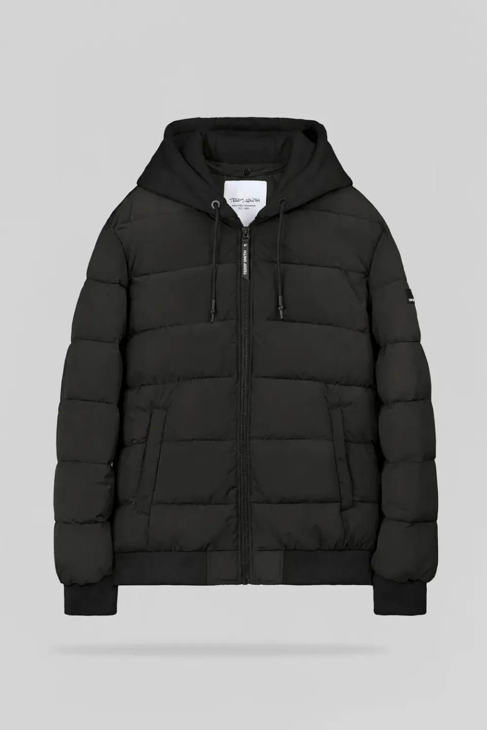 Teddy Smith B-East piumino con cappuccio nero impermeabile