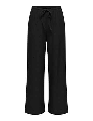 ONLY Onlsmilla Life Wide Tie Pant Jrs pantaloni XS nero gamba larga
